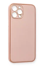 Newface iPhone 12 Pro Max Kılıf Coco Deri Silikon Kapak - Pembe - Görsel 2