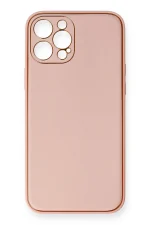Newface iPhone 12 Pro Max Kılıf Coco Deri Silikon Kapak - Pembe