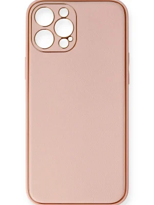 Newface iPhone 12 Pro Max Kılıf Coco Deri Silikon Kapak - Pembe