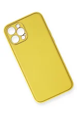 Newface iPhone 12 Pro Max Kılıf Coco Deri Silikon Kapak - Sarı - Görsel 2