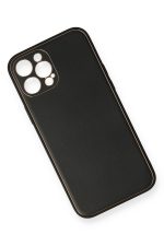 Newface iPhone 12 Pro Max Kılıf Coco Deri Silikon Kapak - Siyah - Görsel 2