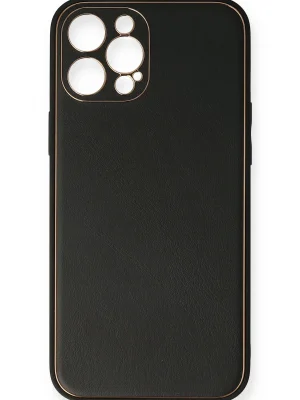 Newface iPhone 12 Pro Max Kılıf Coco Deri Silikon Kapak - Siyah