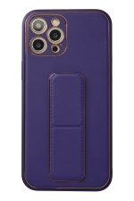 Newface iPhone 12 Pro Max Kılıf Coco Deri Standlı Kapak - Mor