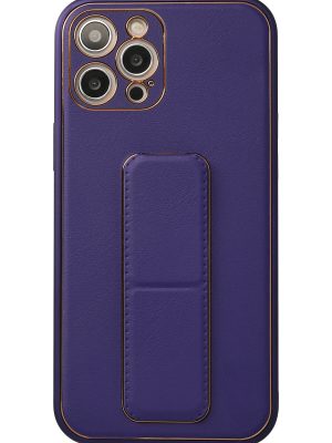 Newface iPhone 12 Pro Max Kılıf Coco Deri Standlı Kapak - Mor