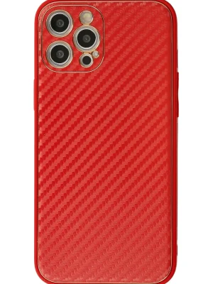 Newface iPhone 12 Pro Max Kılıf Coco Karbon Silikon - Kırmızı