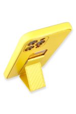 Newface iPhone 12 Pro Max Kılıf Coco Karbon Standlı Kapak  - Sarı - Görsel 4