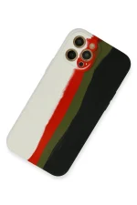 Newface iPhone 12 Pro Max Kılıf Ebruli Lansman Silikon - Beyaz-Siyah - Görsel 2