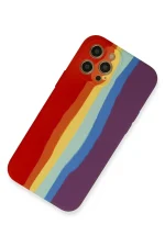 Newface iPhone 12 Pro Max Kılıf Ebruli Lansman Silikon - Kırmızı-Mor - Görsel 2