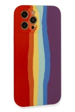 Newface iPhone 12 Pro Max Kılıf Ebruli Lansman Silikon - Kırmızı-Mor - Görsel 3