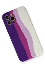 Newface iPhone 12 Pro Max Kılıf Ebruli Lansman Silikon - Mor-Beyaz - Görsel 2
