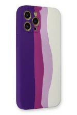 Newface iPhone 12 Pro Max Kılıf Ebruli Lansman Silikon - Mor-Beyaz - Görsel 3