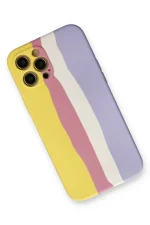 Newface iPhone 12 Pro Max Kılıf Ebruli Lansman Silikon - Sarı-Mavi - Görsel 2