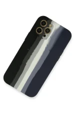 Newface iPhone 12 Pro Max Kılıf Ebruli Lansman Silikon - Siyah-Lacivert - Görsel 2