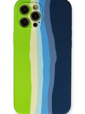 Newface iPhone 12 Pro Max Kılıf Ebruli Lansman Silikon - Yeşil-Koyu Yeşil