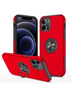 Newface iPhone 12 Pro Max Kılıf Elit Yüzüklü Kapak - Kırmızı