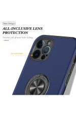 Newface iPhone 12 Pro Max Kılıf Elit Yüzüklü Kapak - Lacivert - Görsel 4