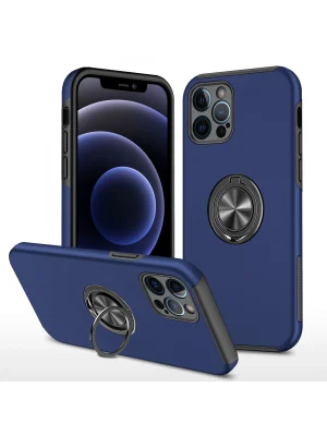 Newface iPhone 12 Pro Max Kılıf Elit Yüzüklü Kapak - Lacivert