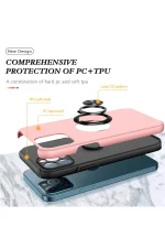 Newface iPhone 12 Pro Max Kılıf Elit Yüzüklü Kapak - Pembe - Görsel 2