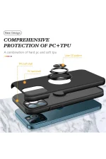 Newface iPhone 12 Pro Max Kılıf Elit Yüzüklü Kapak - Siyah - Görsel 2