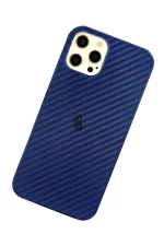 Newface iPhone 12 Pro Max Kılıf Karbon PP Silikon - Mavi - Görsel 3