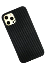 Newface iPhone 12 Pro Max Kılıf Karbon PP Silikon - Siyah - Görsel 2