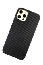 Newface iPhone 12 Pro Max Kılıf Karbon PP Silikon - Siyah - Görsel 3