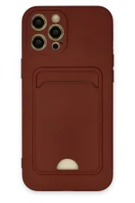 Newface iPhone 12 Pro Max Kılıf Kelvin Kartvizitli Silikon - Bordo