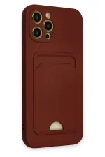 Newface iPhone 12 Pro Max Kılıf Kelvin Kartvizitli Silikon - Bordo - Görsel 3