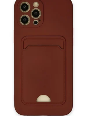 Newface iPhone 12 Pro Max Kılıf Kelvin Kartvizitli Silikon - Bordo