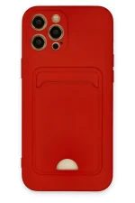 Newface iPhone 12 Pro Max Kılıf Kelvin Kartvizitli Silikon - Kırmızı