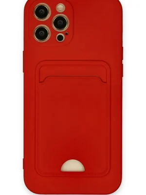Newface iPhone 12 Pro Max Kılıf Kelvin Kartvizitli Silikon - Kırmızı