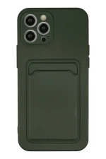 Newface iPhone 12 Pro Max Kılıf Kelvin Kartvizitli Silikon - Koyu Yeşil