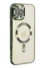 Newface iPhone 12 Pro Max Kılıf Kross Magneticsafe Kapak - Koyu Yeşil - Görsel 2