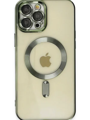 Newface iPhone 12 Pro Max Kılıf Kross Magneticsafe Kapak - Koyu Yeşil