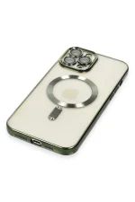 Newface iPhone 12 Pro Max Kılıf Kross Magneticsafe Kapak - Koyu Yeşil - Görsel 5