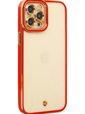 Newface iPhone 12 Pro Max Kılıf Liva Lens Silikon - Kırmızı