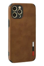Newface iPhone 12 Pro Max Kılıf Loop Deri Silikon - Kahverengi - Görsel 2