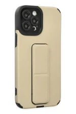 Newface iPhone 12 Pro Max Kılıf Mega Standlı Silikon - Gold - Görsel 2