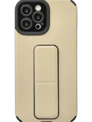 Newface iPhone 12 Pro Max Kılıf Mega Standlı Silikon - Gold