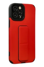 Newface iPhone 12 Pro Max Kılıf Mega Standlı Silikon - Kırmızı - Görsel 2