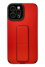 Newface iPhone 12 Pro Max Kılıf Mega Standlı Silikon - Kırmızı