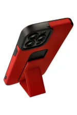 Newface iPhone 12 Pro Max Kılıf Mega Standlı Silikon - Kırmızı - Görsel 3