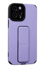 Newface iPhone 12 Pro Max Kılıf Mega Standlı Silikon - Lila - Görsel 2