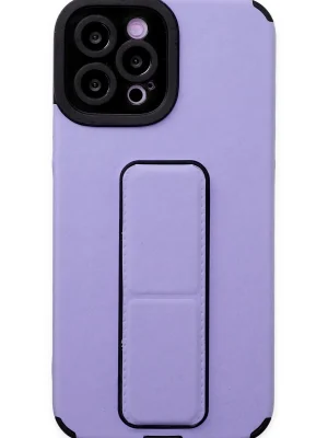 Newface iPhone 12 Pro Max Kılıf Mega Standlı Silikon - Lila