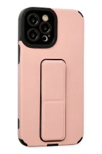 Newface iPhone 12 Pro Max Kılıf Mega Standlı Silikon - Pudra - Görsel 2