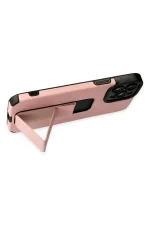 Newface iPhone 12 Pro Max Kılıf Mega Standlı Silikon - Pudra - Görsel 4