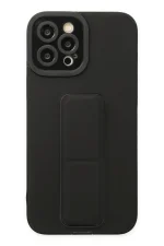 Newface iPhone 12 Pro Max Kılıf Mega Standlı Silikon - Siyah