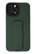 Newface iPhone 12 Pro Max Kılıf Mega Standlı Silikon - Yeşil