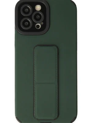 Newface iPhone 12 Pro Max Kılıf Mega Standlı Silikon - Yeşil