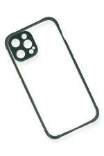 Newface iPhone 12 Pro Max Kılıf Miami Şeffaf Silikon - Koyu Yeşil - Görsel 3